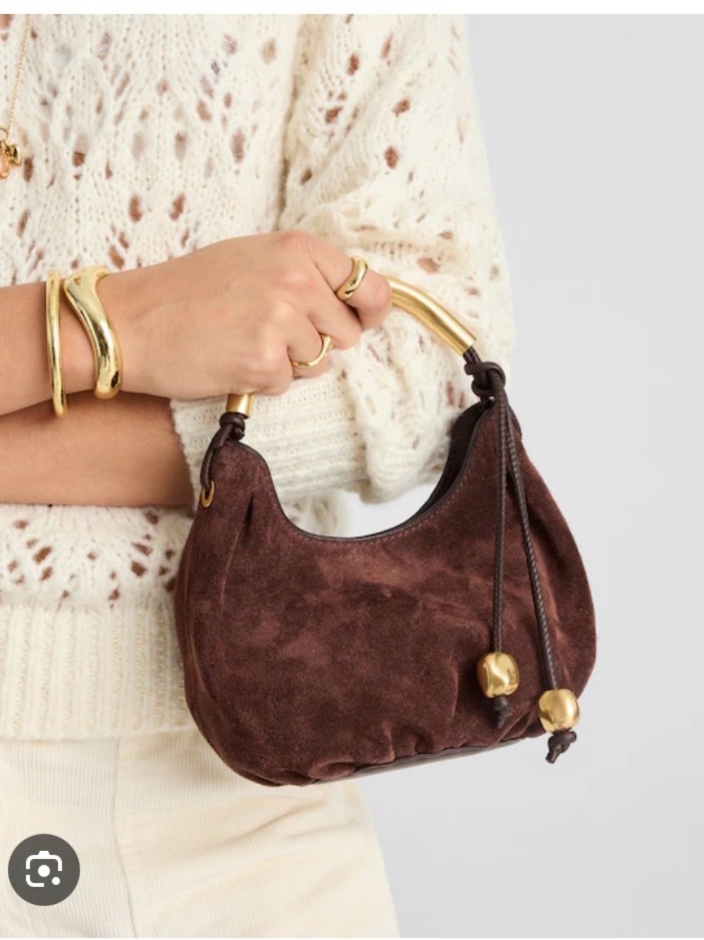 Madewell The Camren Mini Hobo Bag Aged Cognac Brown Suede Leather NWT - Picture 2 of 9
